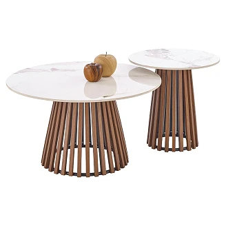 Soffbord <strong>Melix</strong>  Beige Marmor, Valnöt 50x50 cm