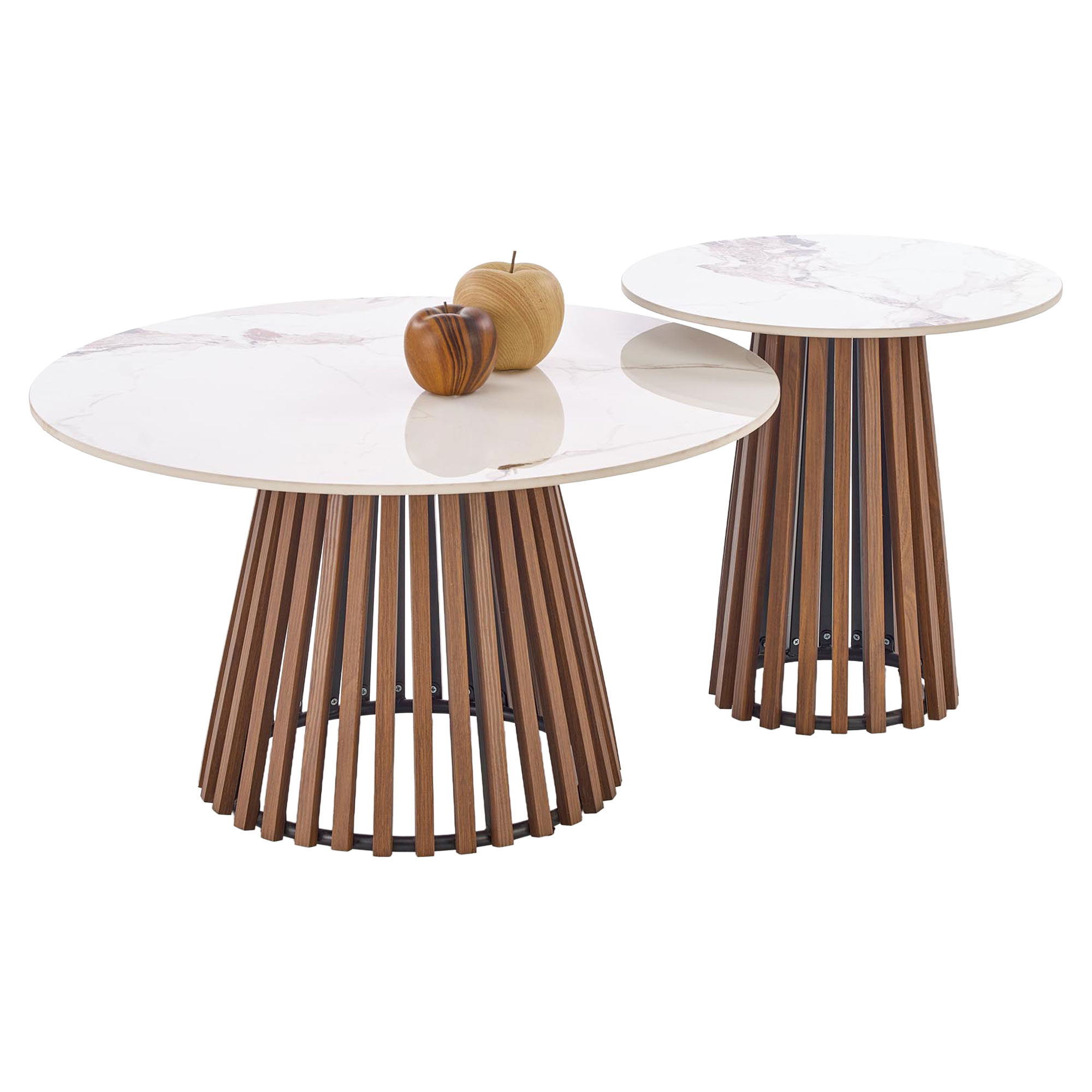 Soffbord Melix Beige Marmor, Valnöt 80x80 cm