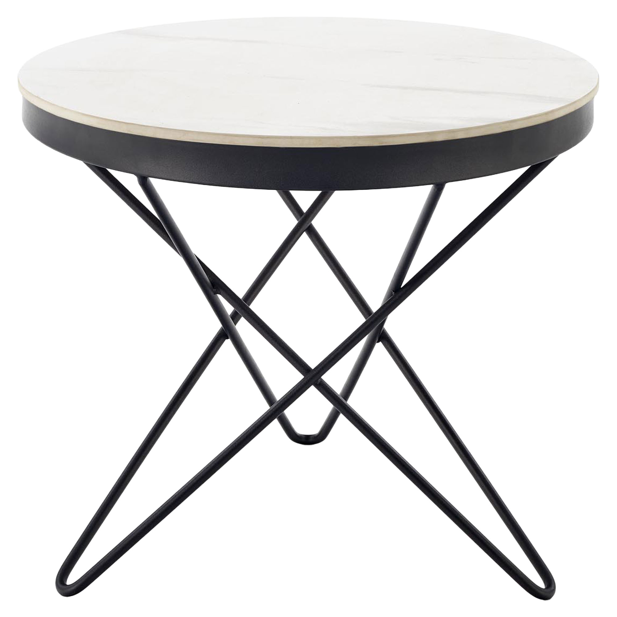 Soffbord Leyvon Vit Marmor, Svart 60x60 cm