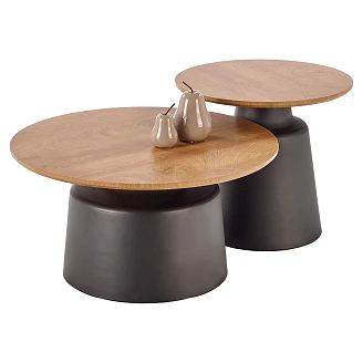Set med Soffbord <strong>Malyne</strong>  Naturlig, Svart Ø 50 & Ø 70 cm