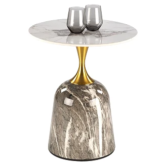 Soffbord <strong>Rozel</strong>  Vit Marmor, Grå Marmor Ø50 cm