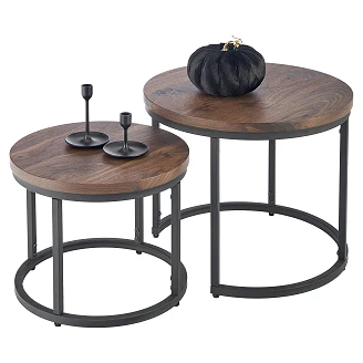 Set med Soffbord <strong>Borvix</strong>  Valnöt, Svart Ø 43 & Ø 53 cm