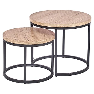 Set med Soffbord Borvix Ø43 & Ø53 cm San Remo Ek, Svart