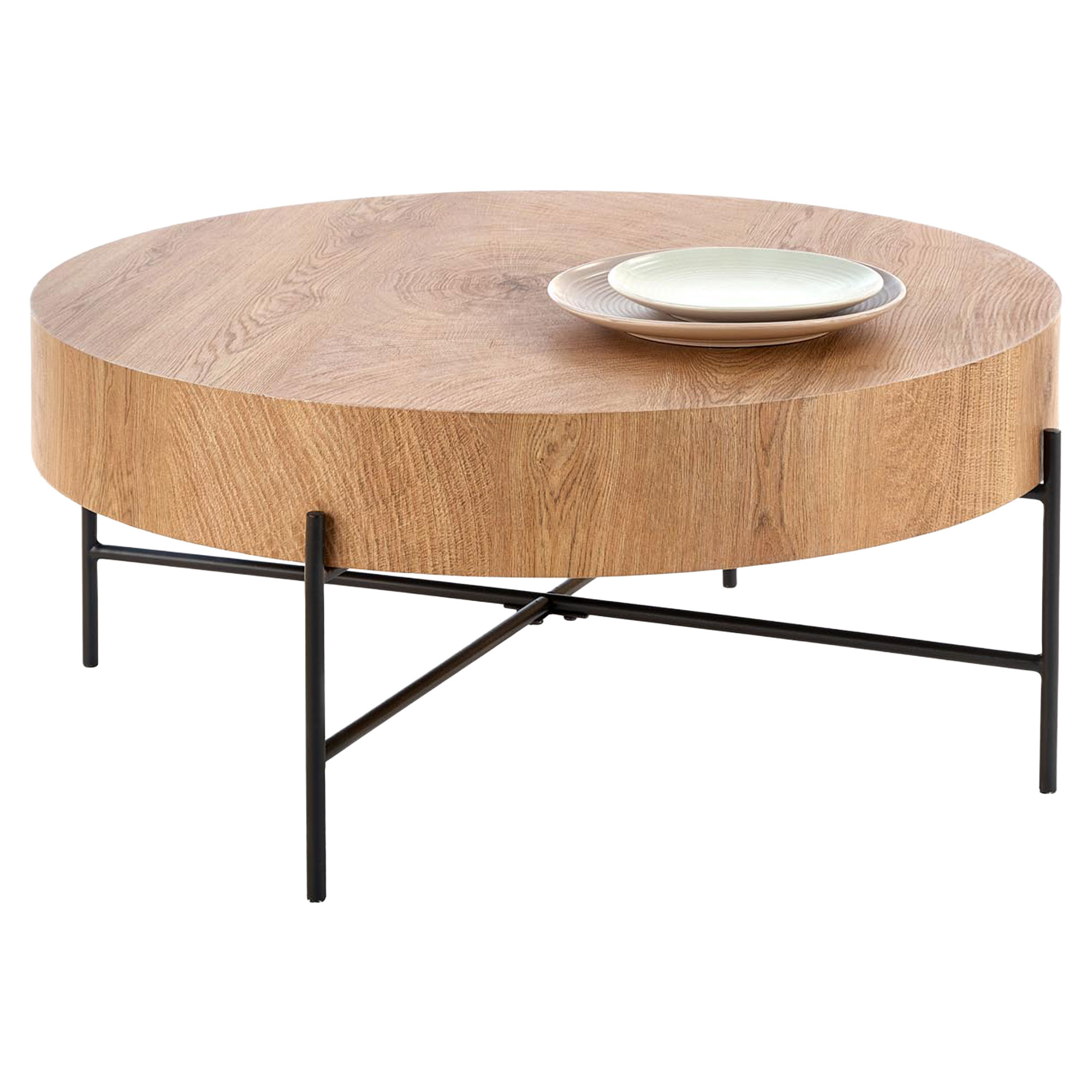 Soffbord Okle Naturlig Ek, Svart Ø80 cm