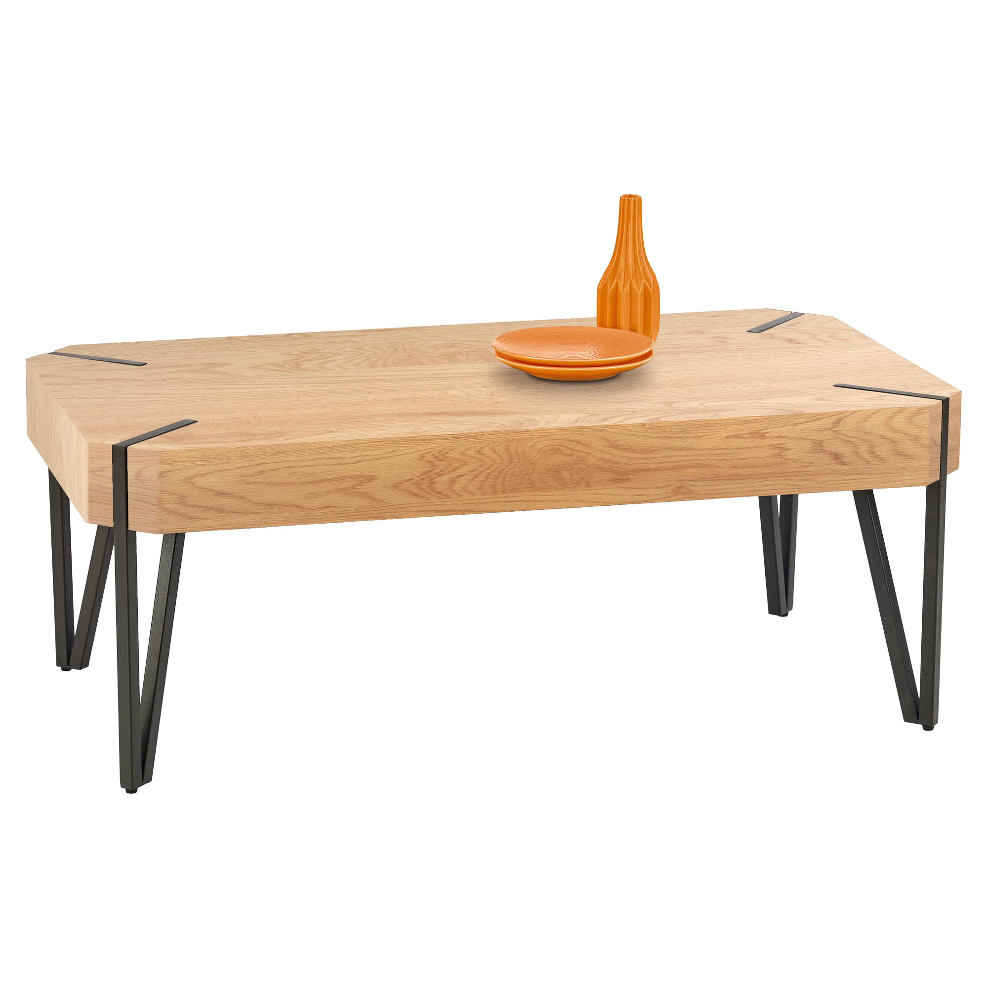 Soffbord Emyla Gyllene Ek, Svart 110x110 cm