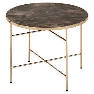 Soffbord <strong>Isyra</strong>  Mörk Marmor, Champagne Ø60 cm