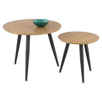 Set med Soffbord <strong>Tornis</strong>  Gyllene Ek, Svart Ø 40 & Ø 60 cm