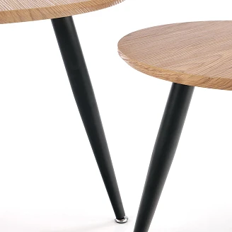 Set med Soffbord Tornis Ø40 & Ø60 cm Gyllene Ek, Svart