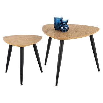 Set med Soffbord <strong>Vangen</strong>  Ø40 & Ø60 cm Gyllene Ek, Svart