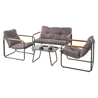 Trädgårdsset med Soffa, 2 Fåtöljer & Soffbord <strong>Truxen</strong>  Grå, Brun