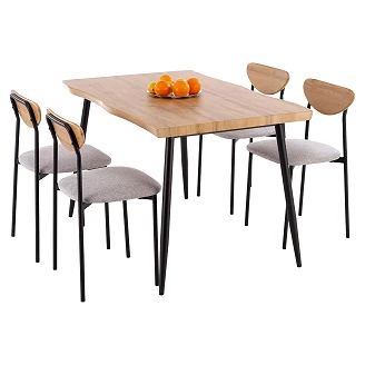 Trädgårdsset med Matbord 120x80 cm & 4 Stolar <strong>Nilzor</strong>  Naturlig, Svart