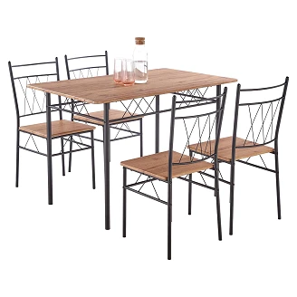 Trädgårdsset med Matbord 110x70 cm & 4 Stolar <strong>Scryv</strong>  Naturlig Ek, Svart