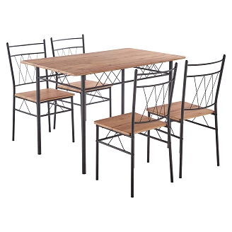 Trädgårdsset med Matbord 110x70 cm & 4 Stolar <strong>Scryv</strong>  Naturlig Ek, Svart