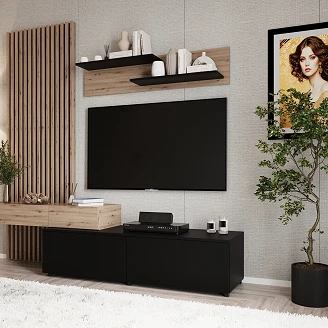 Konsolbord <strong>Velix</strong>  210x210 cm Artisan Ek, Svart