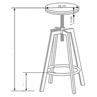 Barstol <strong>Mindra</strong>  Ek 63-80 cm