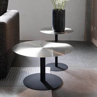 Zuiver Soffbord <strong>Snow</strong>  Silver, Svart Ø 60 cm
