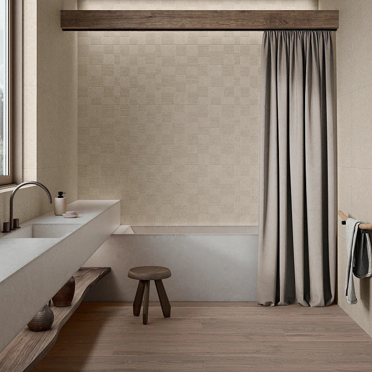 Kakel Washi Sand Textil Matt-Relief 60x120 cm