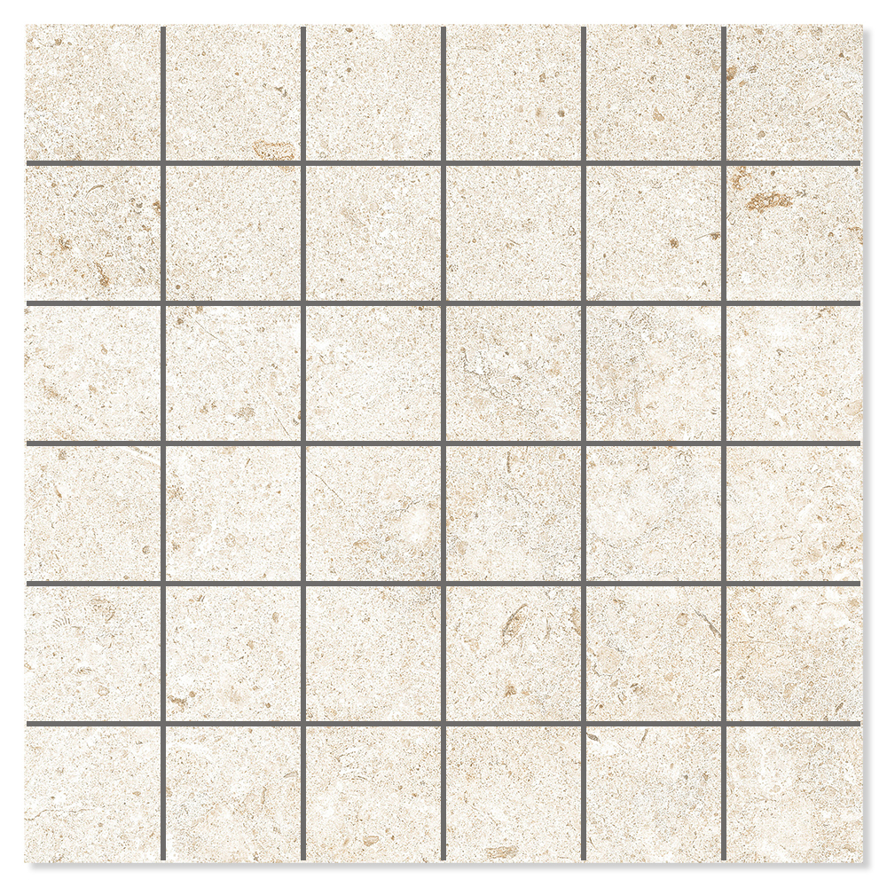 Mosaik Klinker Kalksten Sand Ivory Matt 30x30 (5x5) cm