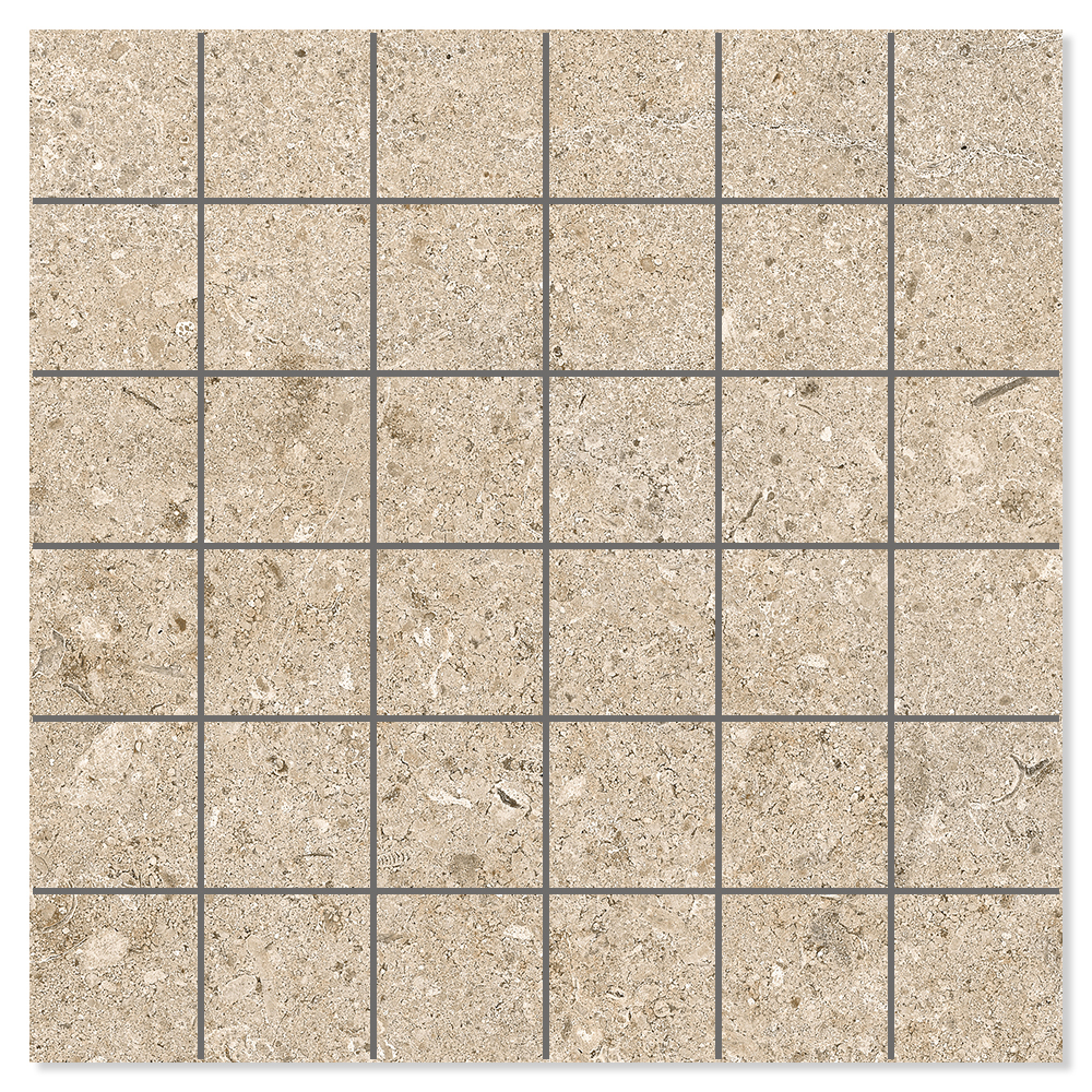 Mosaik Klinker Kalksten Sand Gråbeige Matt 30x30 (5x5) cm