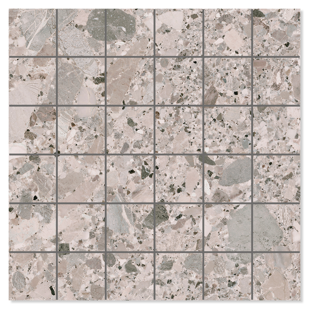 Mosaik Klinker Terrazzo Premio Grå Matt 30x30 (5x5) cm