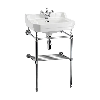 <strong>Burlington</strong>  Tvättställ Edwardian 56 cm Vit med Kromställning & Handdukshängare