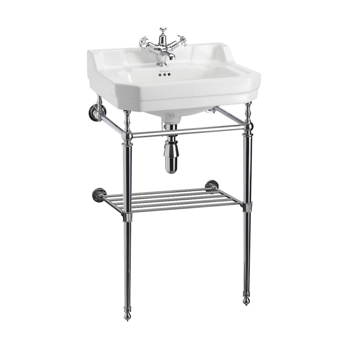 Burlington Tvättställ Edwardian 56 cm Vit med Kromställning & Handdukshängare
