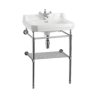 <strong>Burlington</strong>  Tvättställ Edwardian 61 cm Vit med Kromställning & Handdukshängare