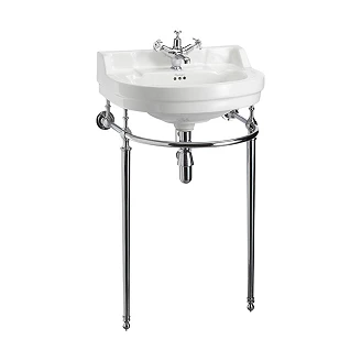 <strong>Burlington</strong>  Tvättställ Edwardian Rund 56 cm Vit med Kromställning