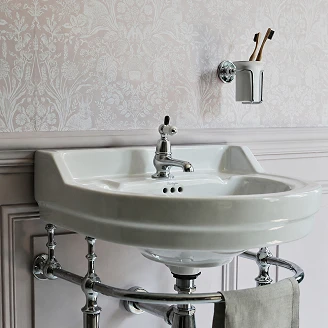 <strong>Burlington</strong>  Tvättställ Edwardian Rund 56 cm Vit med Kromställning