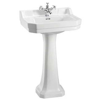 <strong>Burlington</strong>  Tvättställ Edwardian 56 cm Vit Blank 3 Hål med Piedestal Vit