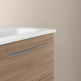 Tvättställsskåp Niche Sand Valnöt Matt 50x35 cm med Handfat, Spegel & 2 Lådor