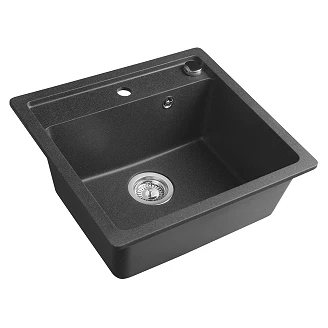 Granit Diskho <strong>Stoneford</strong>  Svart Matt 53x50 cm med Vattenlås