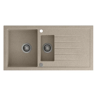 Granit Diskbänk <strong>Terrano</strong>  Beige Matt 100x50 cm med Vattenlås