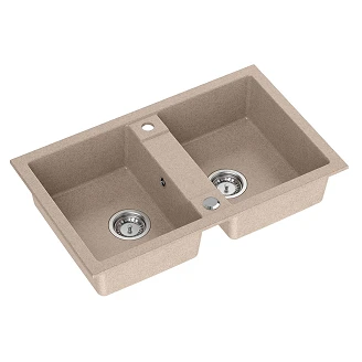 Granit Dubbel Diskho <strong>Geoma</strong>  Beige Matt 78x48 cm med Vattenlås