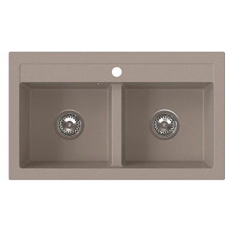 Granit Dubbel Diskho <strong>Geoma</strong>  Beige Matt 75x45 cm med Vattenlås
