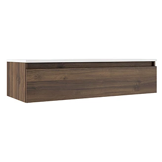 Badrumskommod <strong>Blisse</strong>  Walnut Matt 120x46x28 cm med Handfat Vit Blank