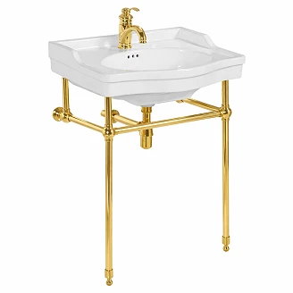 Tvättställ <strong>Carlton</strong>  Vit Blank 62 cm med Kromställning Guld Matt