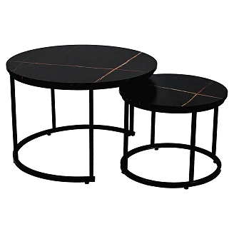Set med Soffbord  Ø50 & Ø70 cm <strong>Meldre</strong>  Svart