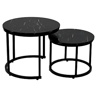 Set med Soffbord  Ø43 & Ø53 cm <strong>Falke</strong>  Svart