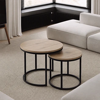 Set med Soffbord  Ø43 & Ø53 cm <strong>Blynza</strong>  Sonoma