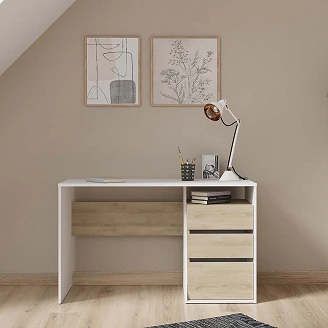 Skrivbord <strong>Haldor</strong>  Ljus Trä, 3 Lådor 127x55 cm