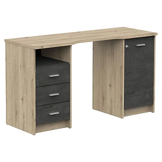 Skrivbord <strong>Mio</strong>  Royal Ek, Svart, 1 Dörr, 3 Lådor 132x48 cm
