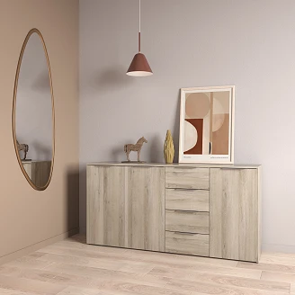 Skänk Skand Kronberg Ek, 3 Dörrar, 4 Lådor 159x37 cm