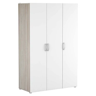 Garderob <strong>Noxo</strong>  Shannon Ek, Vit, 3 Dörrar 2/3 Klädstång 1/3 Hyllor 119x51 cm