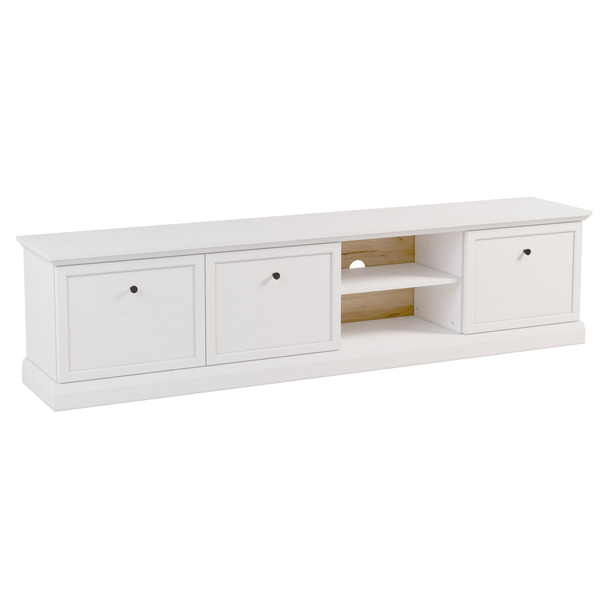 TV-Bänk Halma Vit Opal, Hantverksek 39.5x206 cm