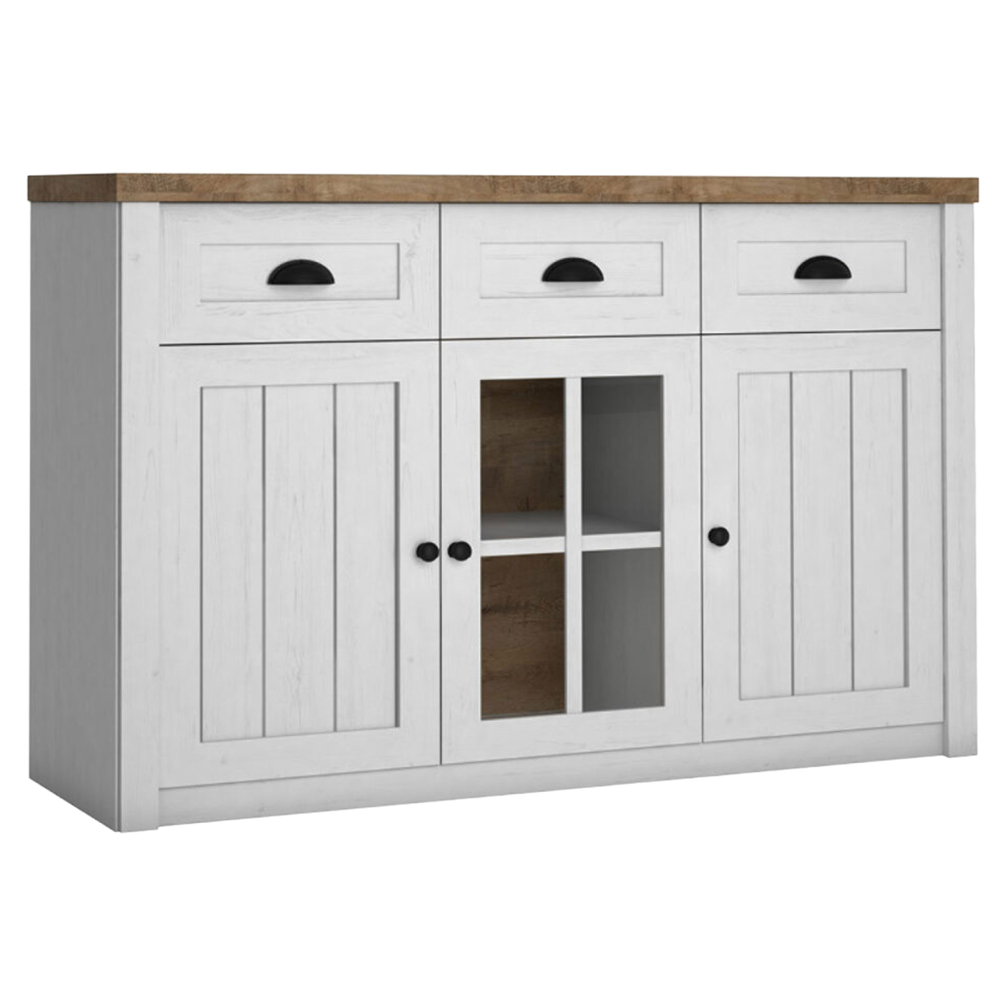 Skånk Florda Andersen Furu med Glas & 3 Lådor 43x130 cm