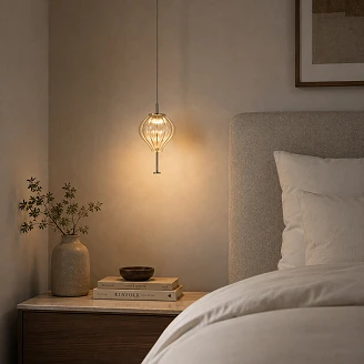 Hängande Lampa <strong>Oaxen</strong>  Duo Vit, Bärnstensfärgat Glas