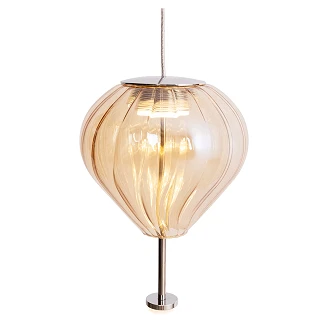 Hängande Lampa <strong>Oaxen</strong>  Duo Vit, Bärnstensfärgat Glas
