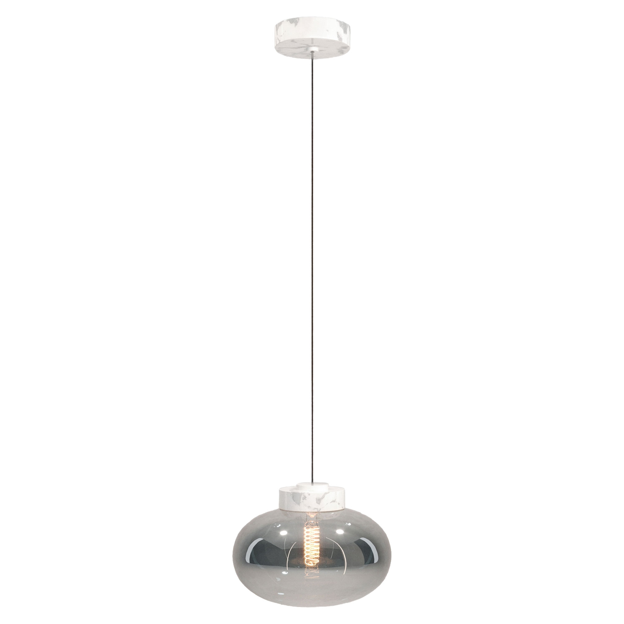Hängande Lampa Vrena Vit Marmor, Rökigt Glas
