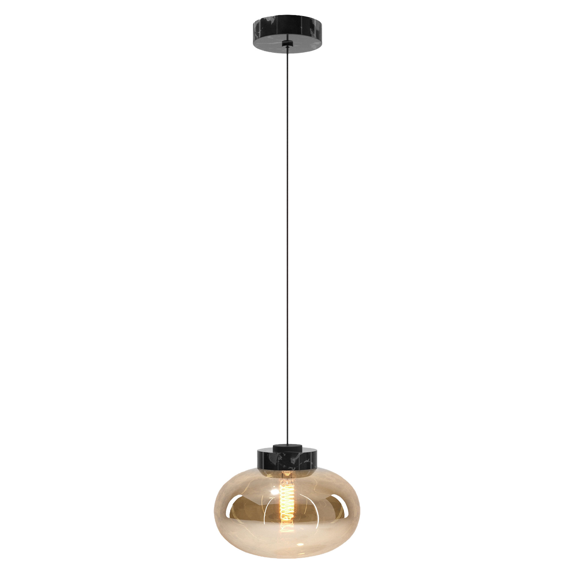 Hängande Lampa Vrena Vit Marmor, Bärnstensfärgat Glas